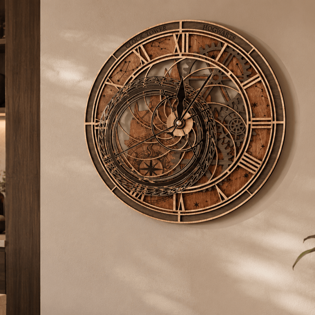 Handcrafted Hogwarts Clock Tower 3D wall clock - Harry Potter inspired decor