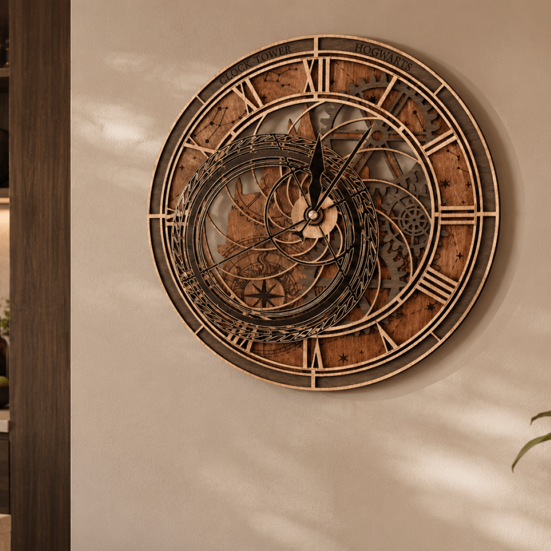 Handcrafted Hogwarts Clock Tower 3D wall clock - Harry Potter inspired decor