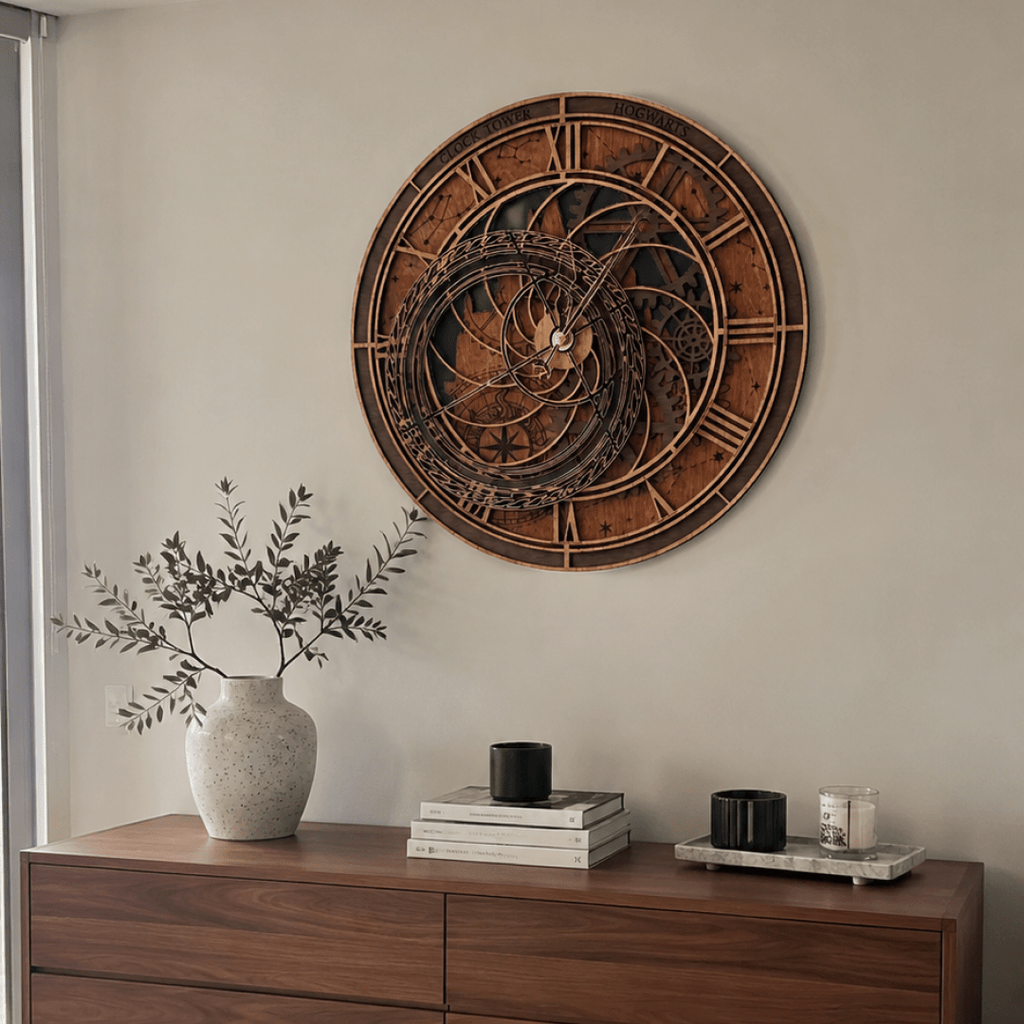 Handcrafted Hogwarts Clock Tower 3D wall clock - Harry Potter inspired decor